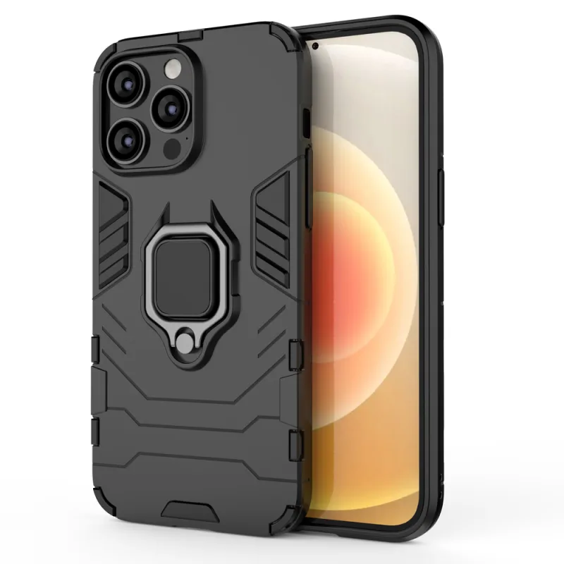 Pancierový kryt Ring Armor pre iPhone 14 Pro Max magnetický držiak prsteň čierny