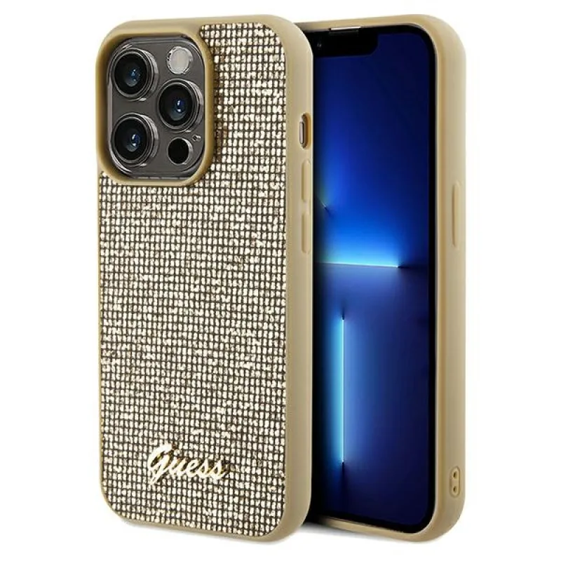 Puzdro Guess Disco Metal Script pre iPhone 14 Pro Max - zlaté