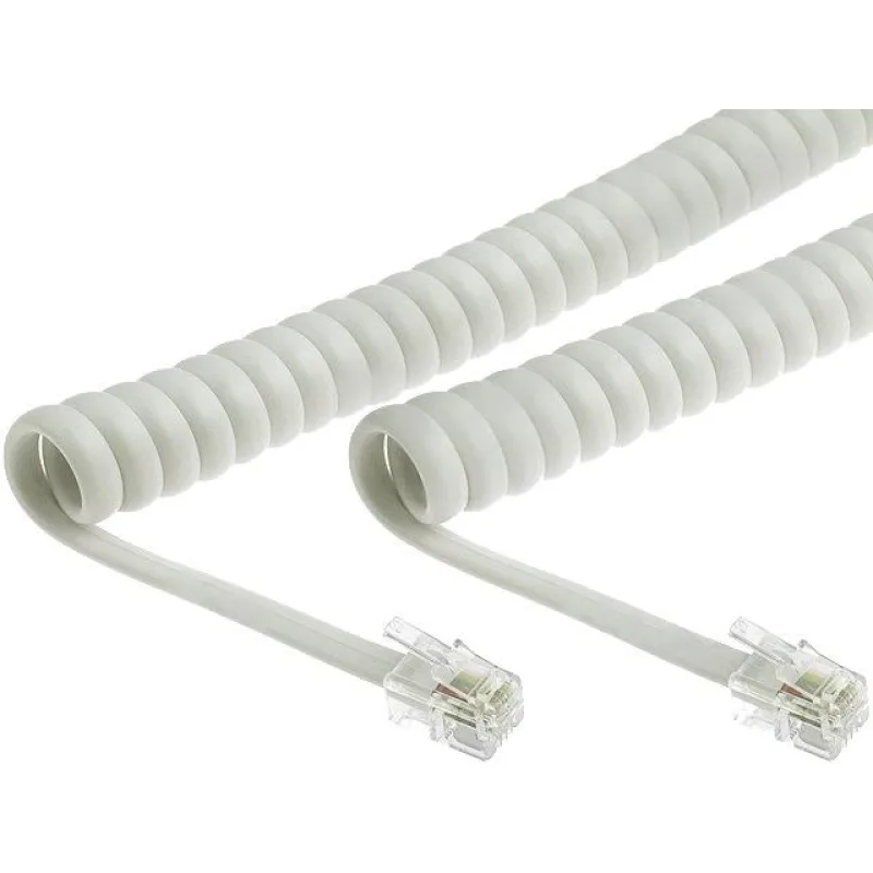 Telefonní šňůra kroucená - 2xRJ10 4p4c, 2m, bílá TCK-02-WH
