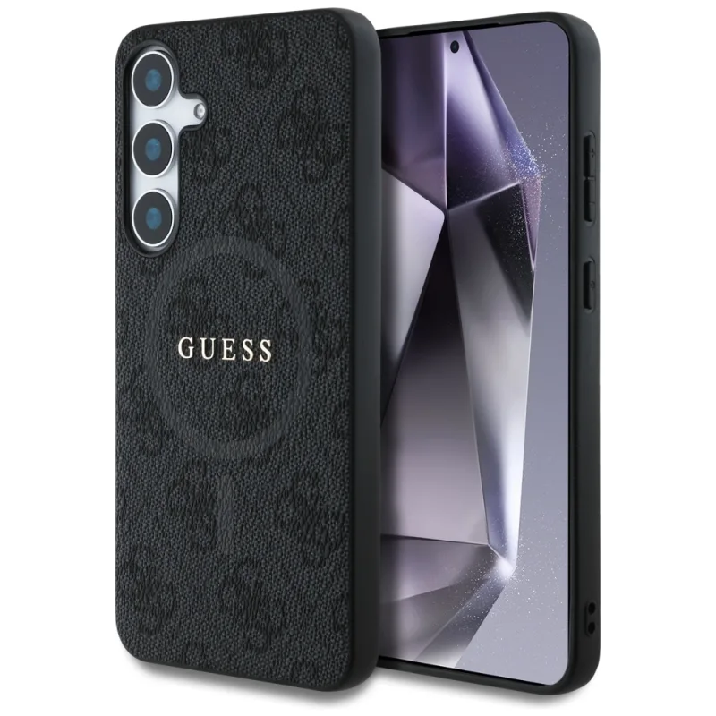 Guess Leather 4G Colored Ring Classic Logo MagSafe Case Samsung Galaxy S25 Plus čierne