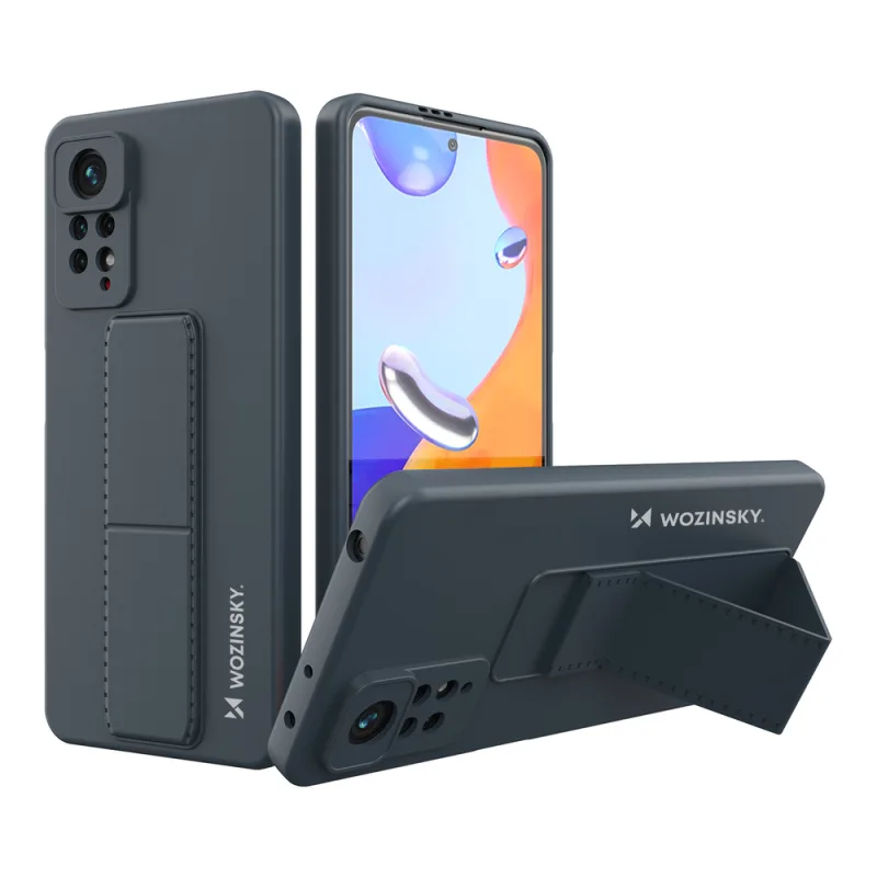 Wozinsky Kickstand Case silikónové puzdro so stojanom Xiaomi Redmi Note 11 Pro tmavomodré
