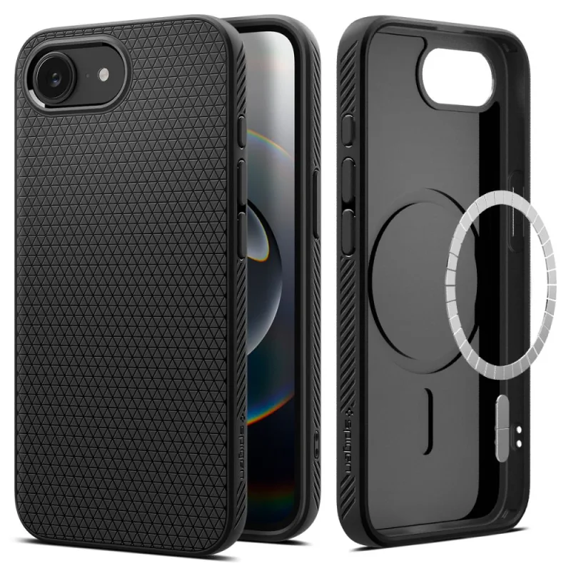 Puzdro Spigen Liquid Air Mag MagSafe na iPhone 16e – matné čierne