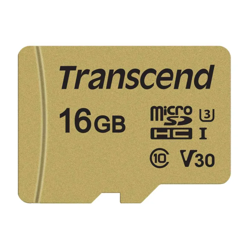 Karta TRANSCEND MicroSDHC 16GB 500S, UHS-I U3 V30 + adaptér TS16GUSD500S