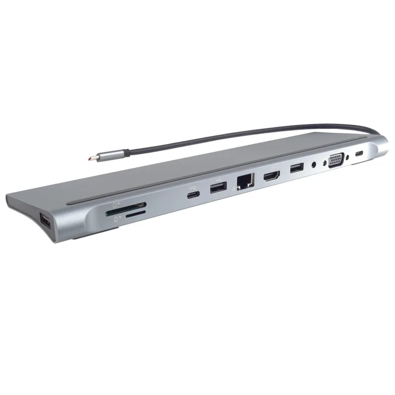 PREMIUMCORD Dokovací stanice USB-C 10v1, 1xHDMI, 1xVGA, 2xUSB-C, 3xUSB,…