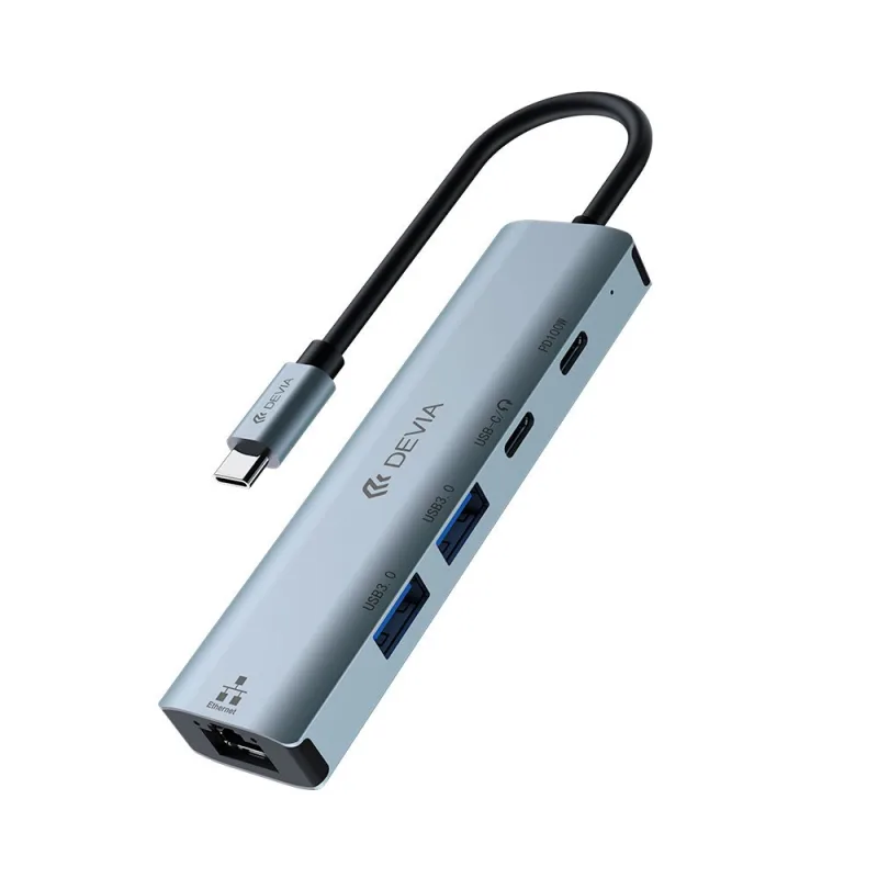 Devia USB-C Hub Leopard Series 5-in-1 EC701 - Deep Gray 6942297108943