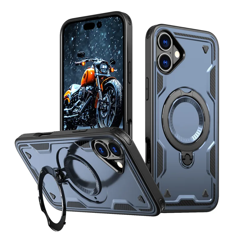 Trendy puzdro Hybrid Armor s MagSafe pre iPhone 16 – modré