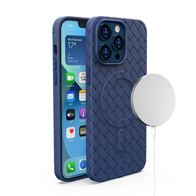 Puzdro MagSafe Woven Case pre iPhone 14 Pro - námornícka modrá