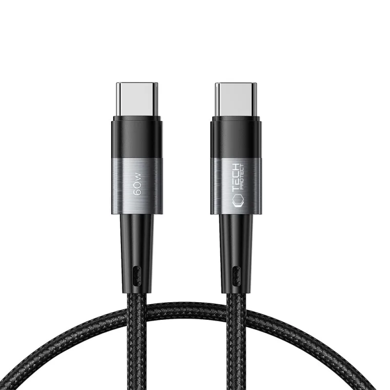 Kábel Tech-Protect UltraBoost USB-C / USB-C PD 60 W 3A 0,25 m – sivý