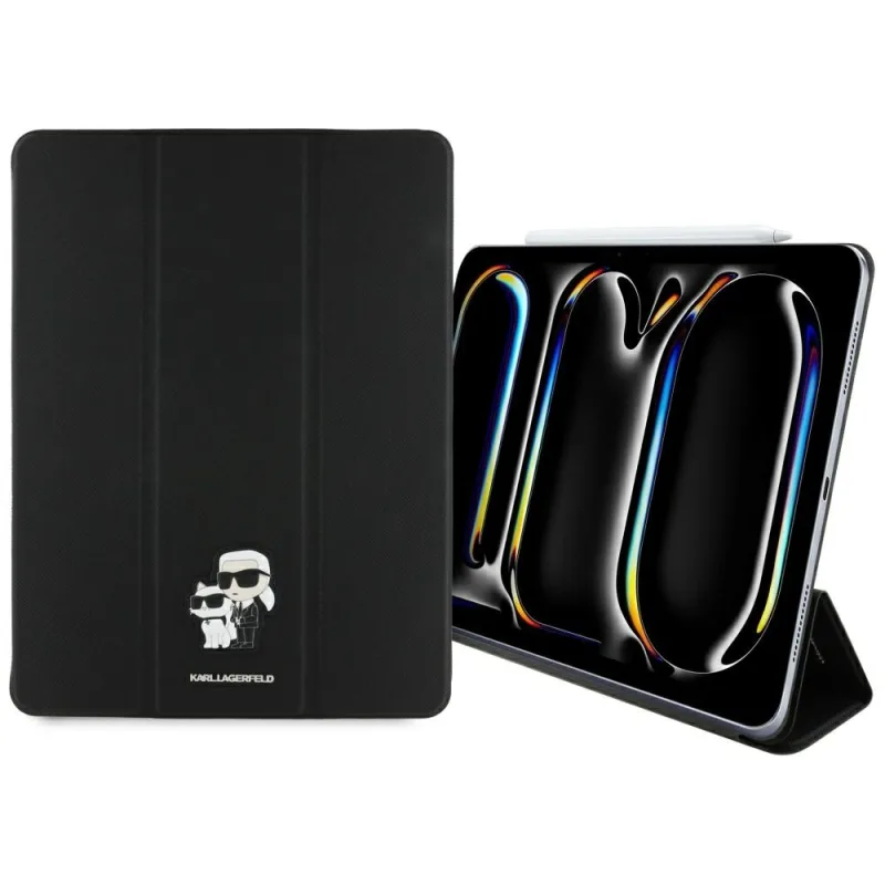 Karl Lagerfeld Saffiano Magnetické puzdro Karl & Choupette iPad Pro 13" 2024 Book Cover Case – čierne