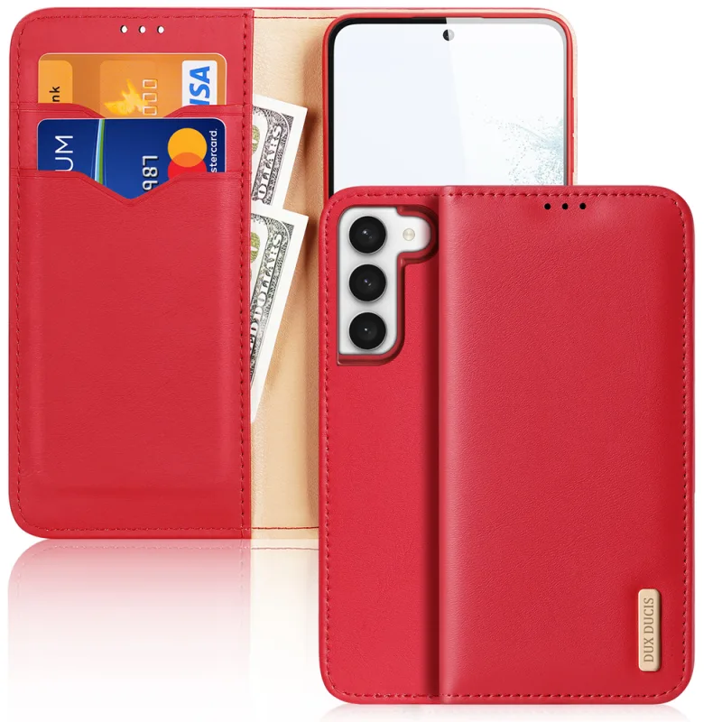 Puzdro Dux Ducis Hivo Samsung Galaxy S23+ flip cover stojan na peňaženku RFID blokovanie červené