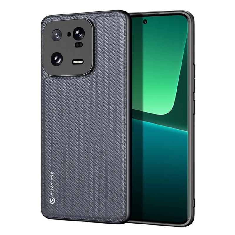 Puzdro Dux Ducis Fino pre kryt Xiaomi 13 Pro so silikónovým rámom sivej farby