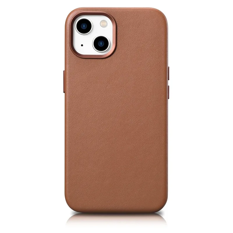 Kožené puzdro iCarer Case pre iPhone 14 Plus hnedé (kompatibilné s MagSafe)