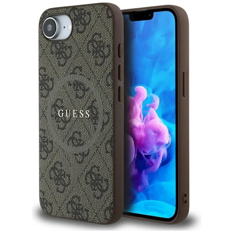 Puzdro Guess 4G Ring Classic Logo MagSafe iPhone 16e – hnedé