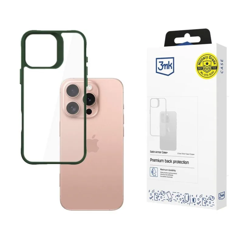 3mk ochranný kryt Satin Armor Case+ Green pro Apple iPhone 16 Pro…