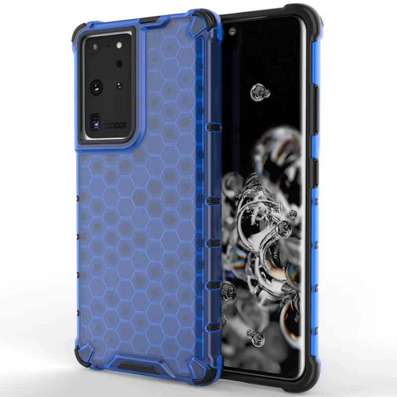 Voštinové puzdro pancierový kryt s gélovým rámom pre Samsung Galaxy S22 Ultra blue