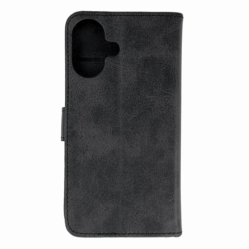 Kožené puzdro Book pre iPhone 16 - čierne