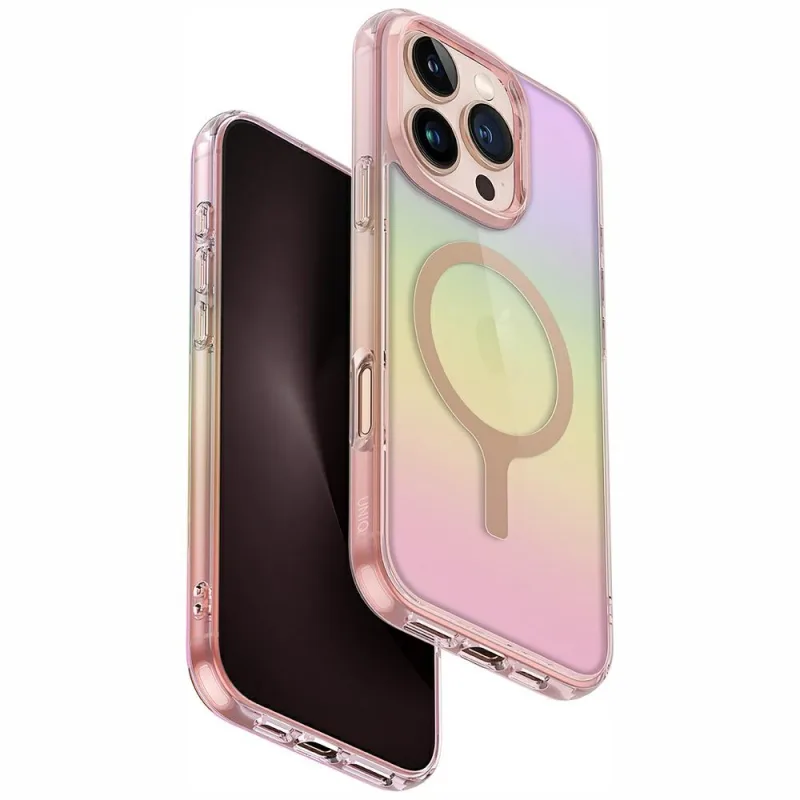 Nabíjacie puzdro Uniq Iridescia Magclick pre iPhone 16 Pro – ružové
