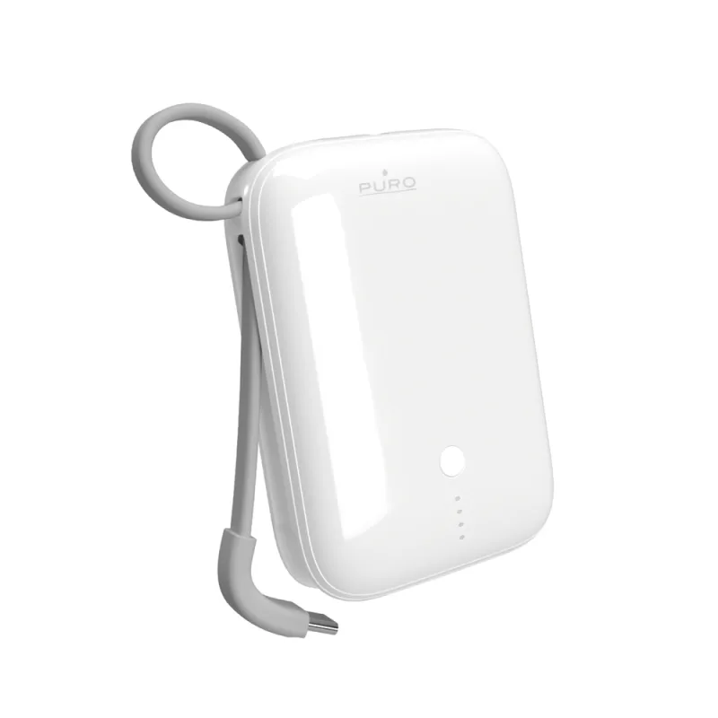 Power banka Puro Power Link 10 Plus 10 000 mAh so vstavaným káblom USB-C – biela