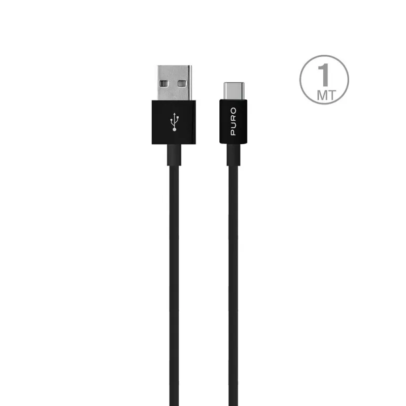 Puro White USB-A USB-C kábel 1m – čierny