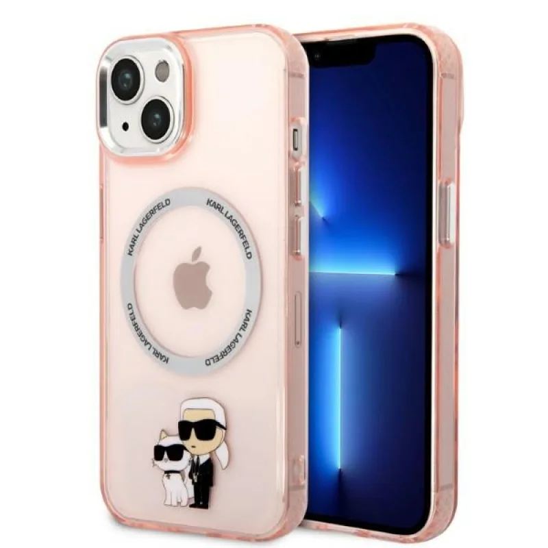 Karl Lagerfeld KLHMP14SHNKCIP pevný obal na iPhone 14 6,1" ružový/ružový Ikonický Karl&Choupette Magsafe