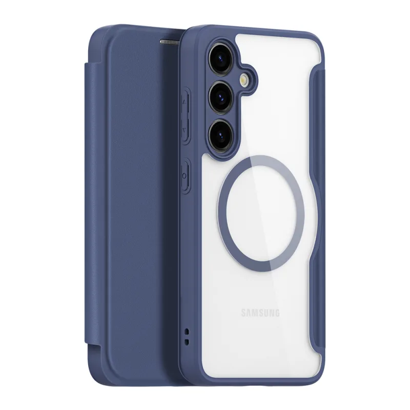 Puzdro Dux Ducis Skin X Pro pre Samsung S24+ s magnetickým krúžkom a chlopňou - modré