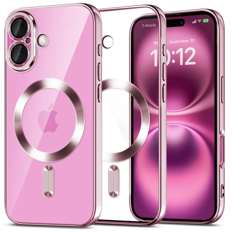 Puzdro Tech-Protect MagFlex MagSafena na iPhone 16 – priehľadné/ružové