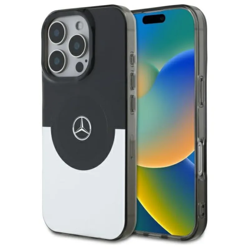 Obal Mercedes Double Layer BiColor MagSafe pre iPhone 16 Pro - strieborný
