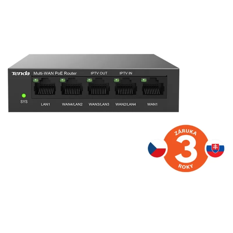 Tenda G0-5G-PoE Gigabit PoE Router MultiWAN, 3x GWAN/ GLAN, 1x GWAN, 1x…
