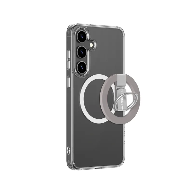 Puzdro AmazingThing Minimal Mag Case s magnetickým krúžkom a magnetickým krúžkom pre Samsung Galaxy S25 – priehľadné