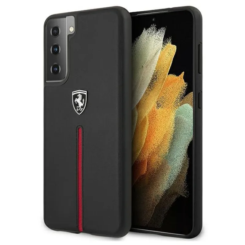 Ferrari FEOSIHCS21MBK S21+ G996 čierne/čierne pevné puzdro Off Track Leather Nylon Stripe