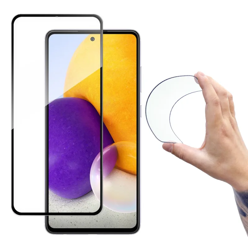 Wozinsky Full Cover Flexi Nano Glass Hybridná ochrana obrazovky s rámom pre Samsung Galaxy A72 4G čierna