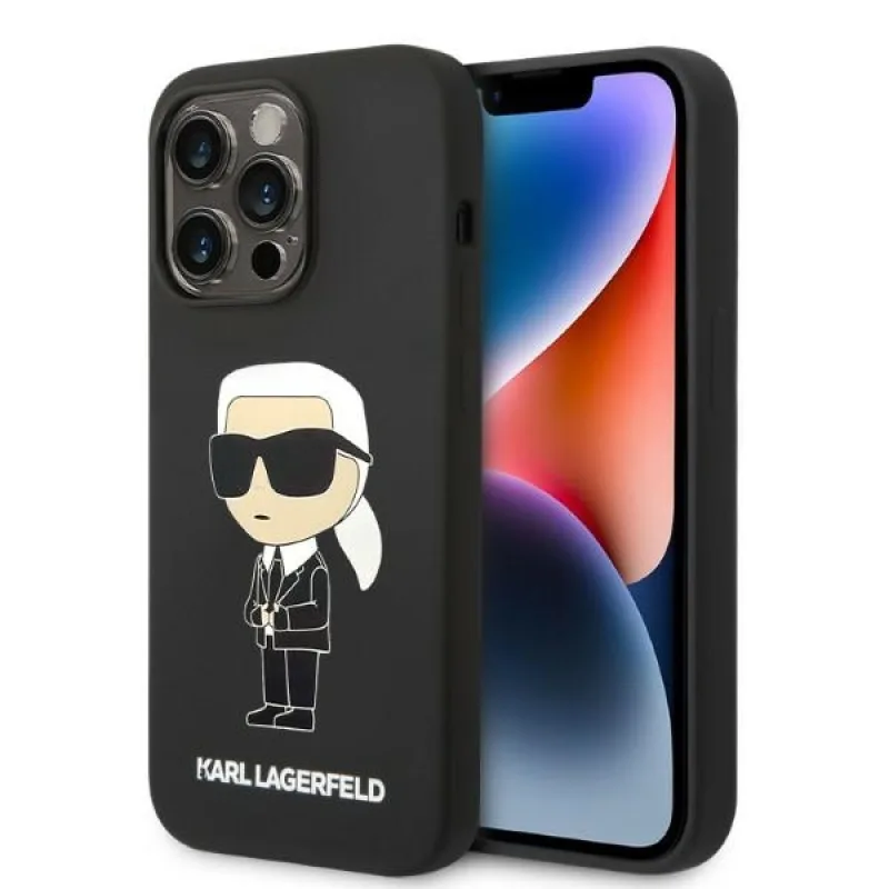Karl Lagerfeld KLHMP14XSNIKBCK pevné puzdro iPhone 14 Pro Max 6,7" čierne/čierne silikónové Ikonik Magsafe