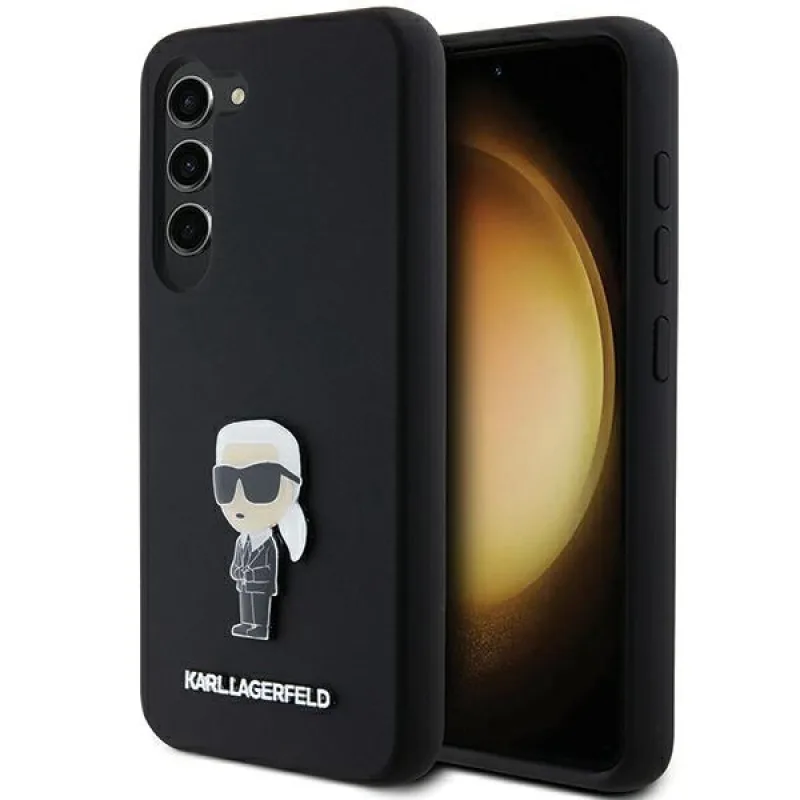 Karl Lagerfeld Silicone Ikonik Metal Pin puzdro pre Samsung Galaxy S23+ - čierne