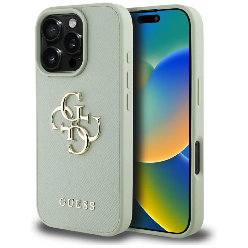 Puzdro Guess Grained Big 4G Logo Small Classic Logo pre iPhone 16 Pro - zelené