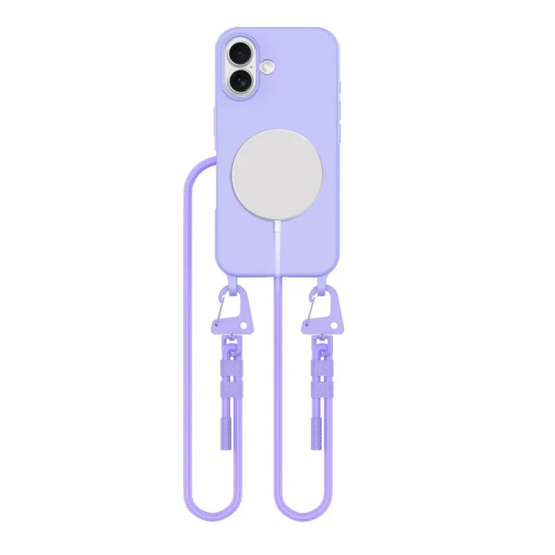 Puzdro Tech-Protect MagNecklace MagSafe so šnúrkou pre iPhone 16 – fialové