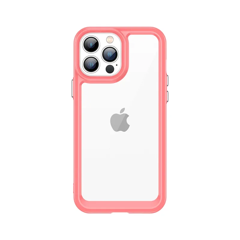 Pevný kryt Outer Space Case pre iPhone 12 Pro Max s gélovým rámom v červenej farbe