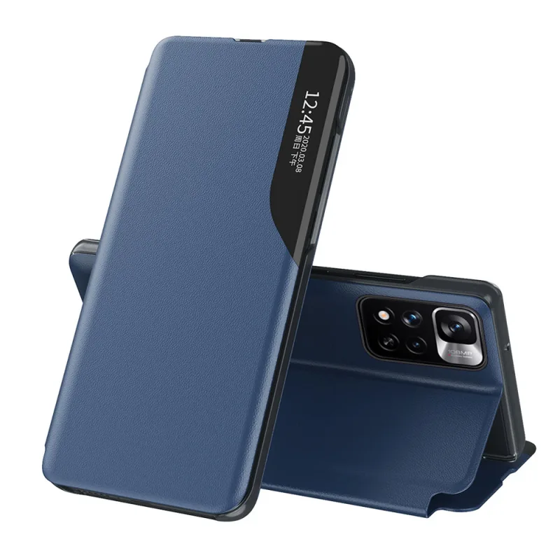 Ekologické kožené puzdro Elegantný flipový kryt s funkciou stojana Poco M4 Pro 5G Blue