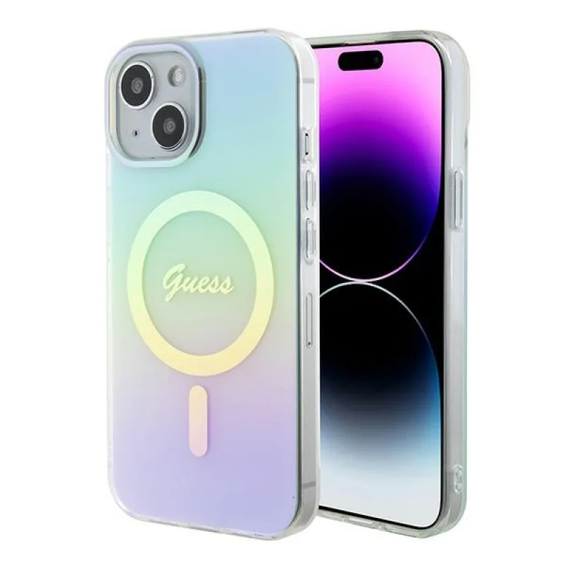 Guess GUHMP15SHITSQ iPhone 15 6,1" tyrkysovo/tyrkysové pevné puzdro IML Iridescent MagSafe