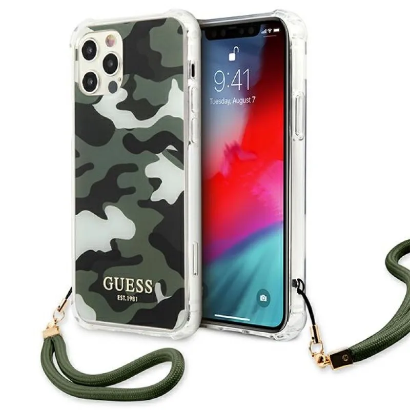 Guess GUHCP12LKSARKA iPhone 12 Pro Max 6,7" zelené/khaki pevné puzdro Camo Collection