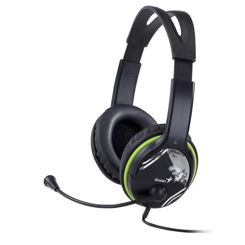 GENIUS sluchátka s mikrofonem HS-400A, černozelená, + redukce na Single…
