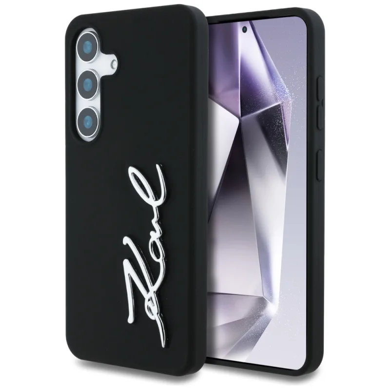 Puzdro Karl Lagerfeld Silicone Metal Signature Logo Samsung Galaxy S25 čierne