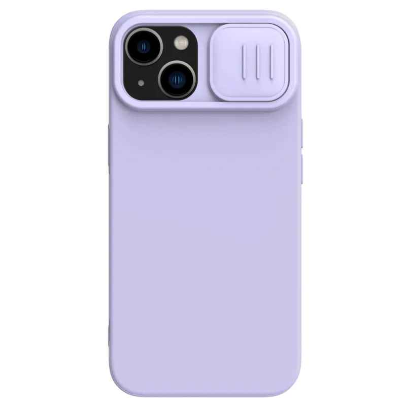 Hodvábne silikónové puzdro Nillkin CamShield Puzdro na iPhone 14 Plus s chráničom fotoaparátu fialové