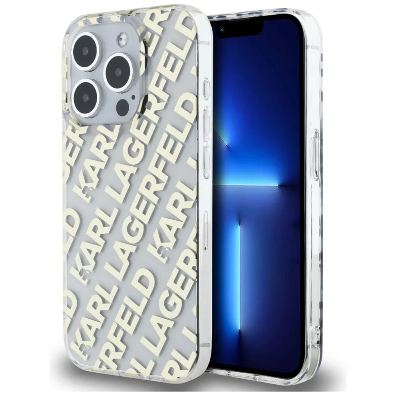 Obal Karl Lagerfeld IML Fullover Logo pre iPhone 15 Pro - zlatý