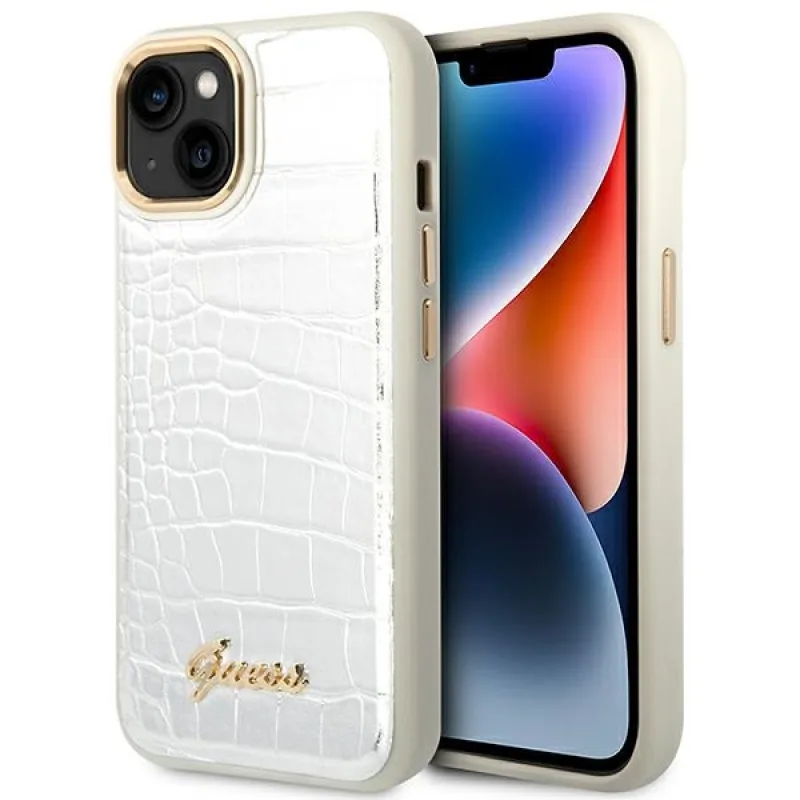 Guess GUHCP14MHGCRHS iPhone 14 Plus 6,7 "strieborné/strieborné pevné puzdro Croco Collection
