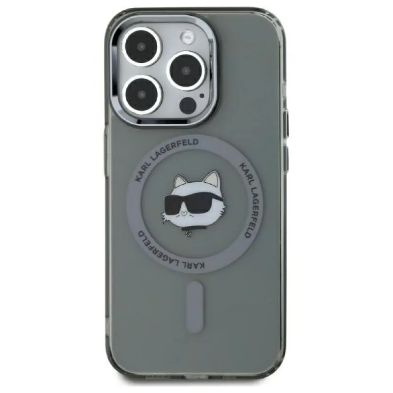 Karl Lagerfeld KLHMP15XHLSCHK iPhone 15 Pro Max 6,7" čierne/čierne pevné puzdro IML Metal Choupette Head MagSafe