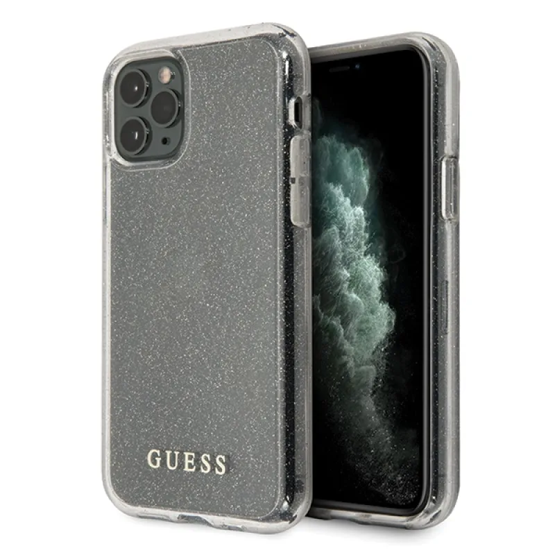 Guess GUHCN65PCGLSI iPhone 11 Pro Max strieborné/strieborné pevné puzdro Glitter