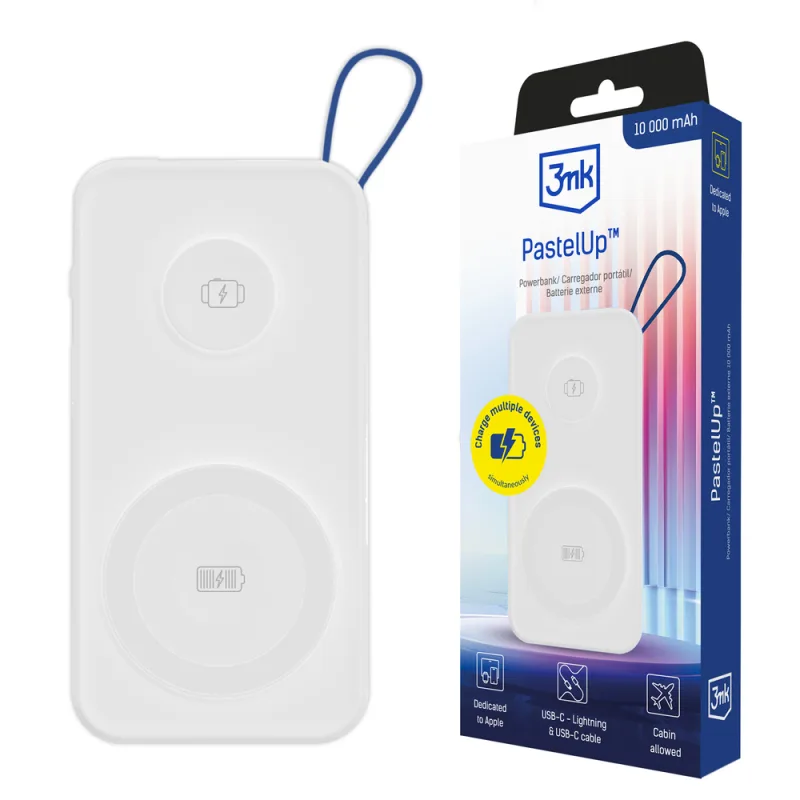 Powerbanka 3mk PastelUp 10 000 mAh 22,5 W USB 1A1C – biela