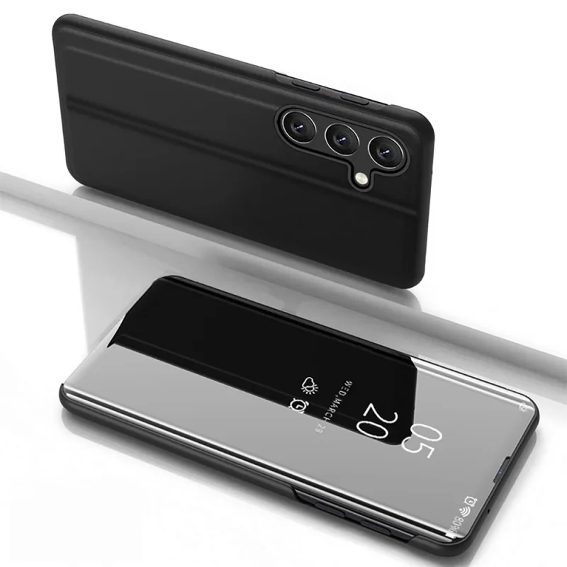 Priehľadné puzdro pre Samsung Galaxy S25+ kryt s flipom – čierne