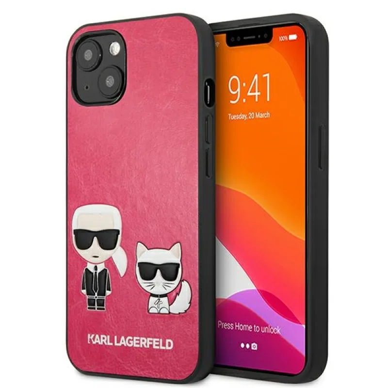 Karl Lagerfeld Ikonik Karl&Choupette iPhone 13 mini puzdro - fuchsiové
