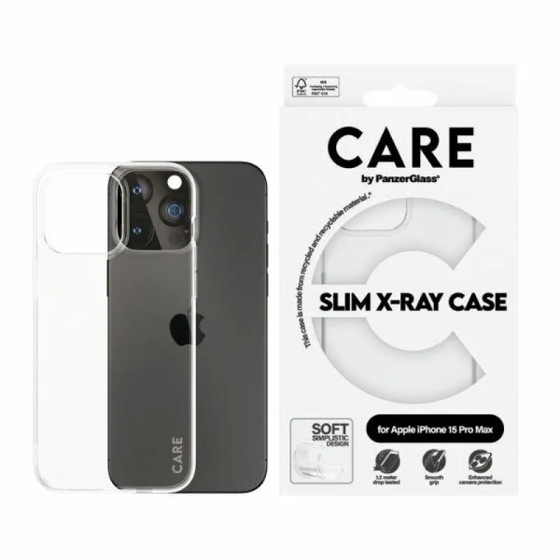 CARE by PanzerGlass Slim X-Ray Case pre iPhone 15 Pro Max – priehľadné